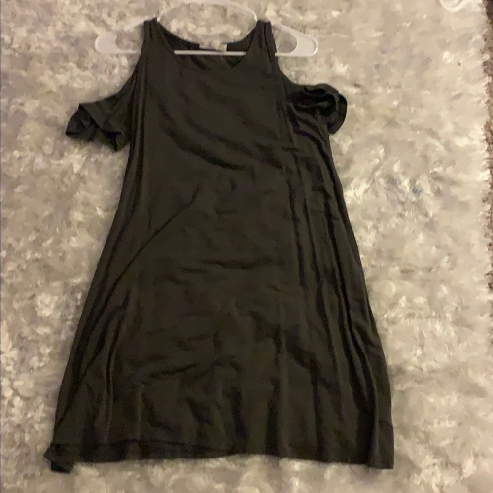 Army green off the shoulder mini dress